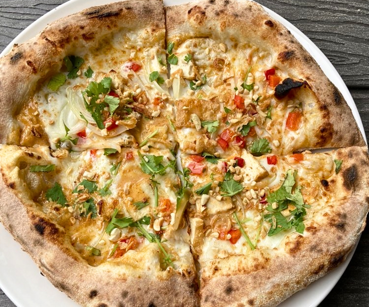 Massaman Curry Pizza at Hapa Pizza in Beaverton, Oregon
