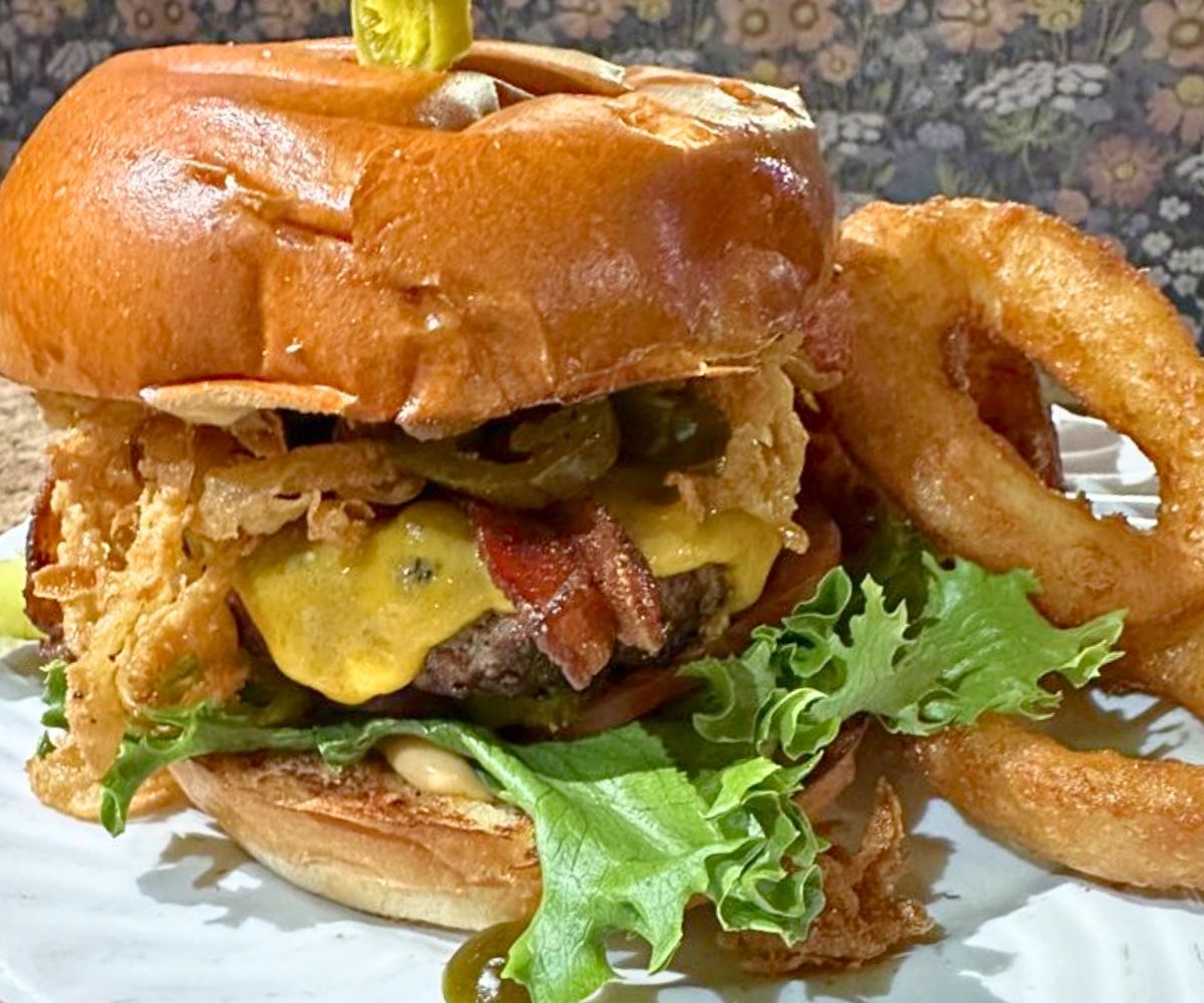 Bacon Cheddar Burger at Mystic Station in Malden, Massachusetts