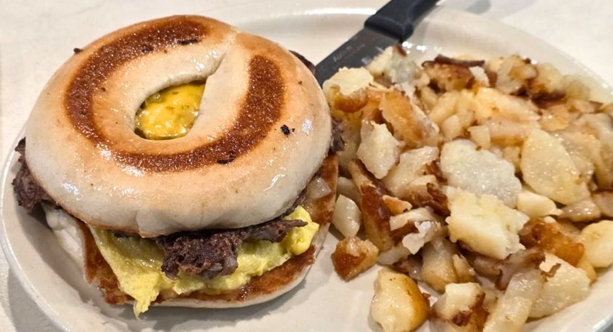 Steak & Egg Bagel at North Avenue Grill in Wauwatosa, Wisconsin
