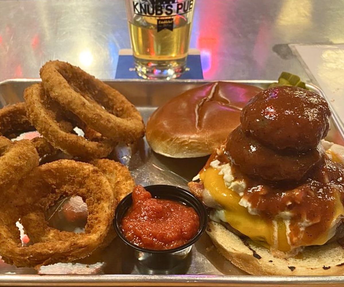 burger at Knub's Pub in Shawnee, Kansas