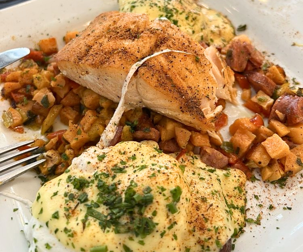 Blackened Salmon Benedict at Miss Shirley's Cafe in Baltimore, Maryland