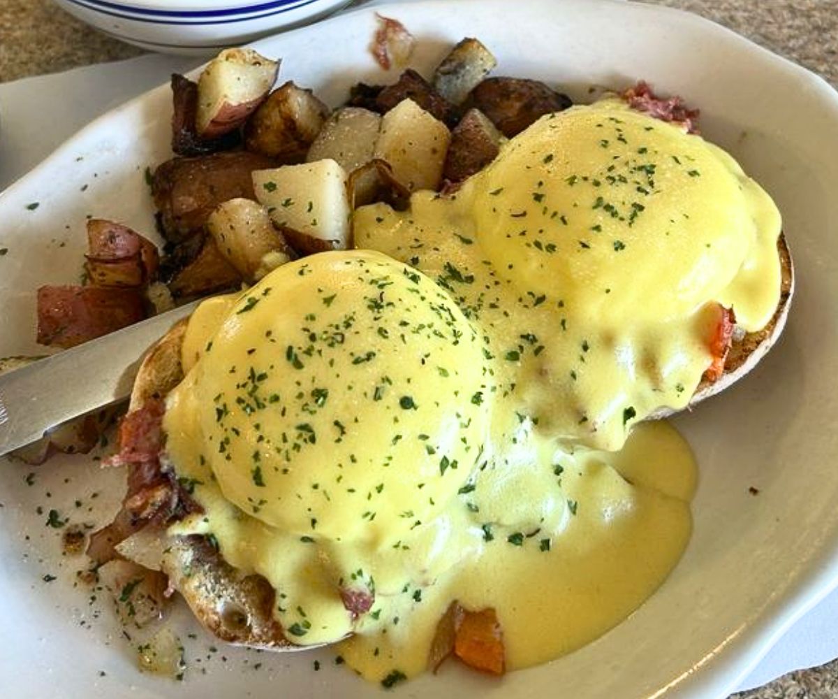 Irish eggs benedict at Mike's All Day Breakfast in Kennebunk, ME