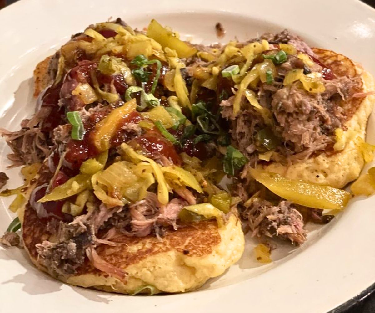Millville Hoe Cakes with Pulled Pork at The Stave in Frankfort, KY
