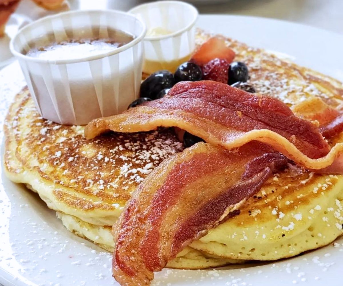 pancakes and bacon at At The Corner in Little Rock, AR