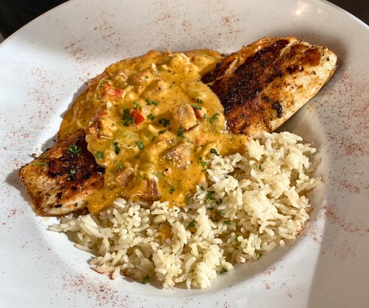 Blackened Red Fish with Cajun Cream Sauce at The Southerner By Tractors in Cape Girardeau, Missouri