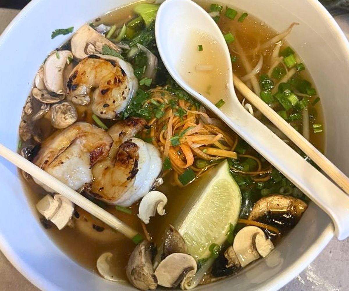 pho with shrimp at The Stage Restaurant & Cafe in Keene, New Hampshire