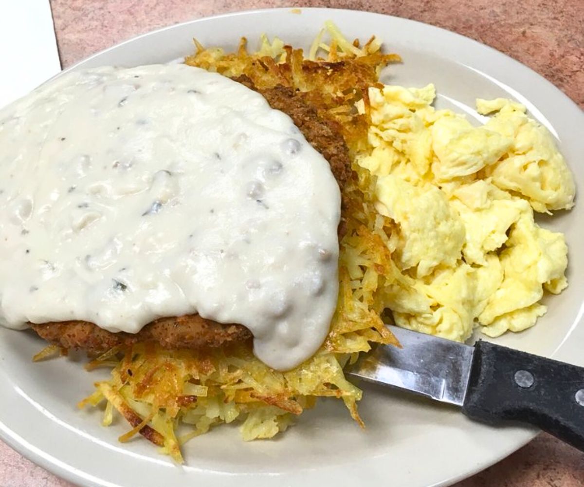Chicken Fried Steak & Eggs in Steve's Cafe in Helena, Montana