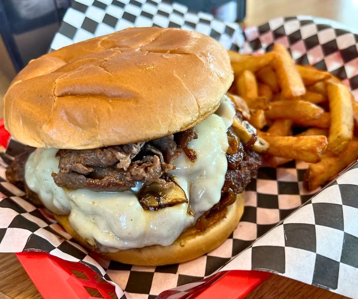 burger at 11:11 Burgers & Beignets in Fond du Lac, Wisconsin