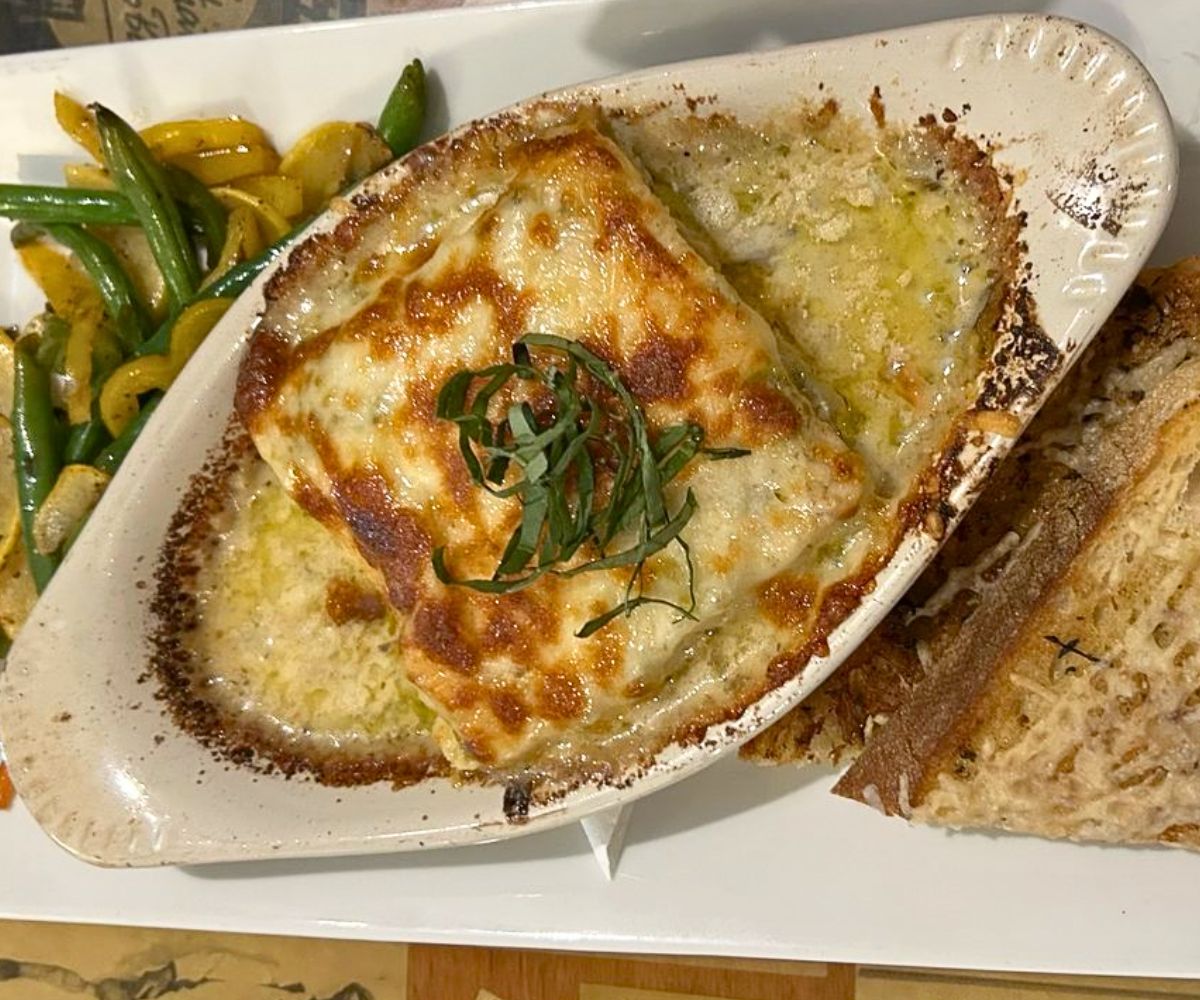 Green Chile lasagna at Three Rivers Brewery and Eatery in Farmington, NM