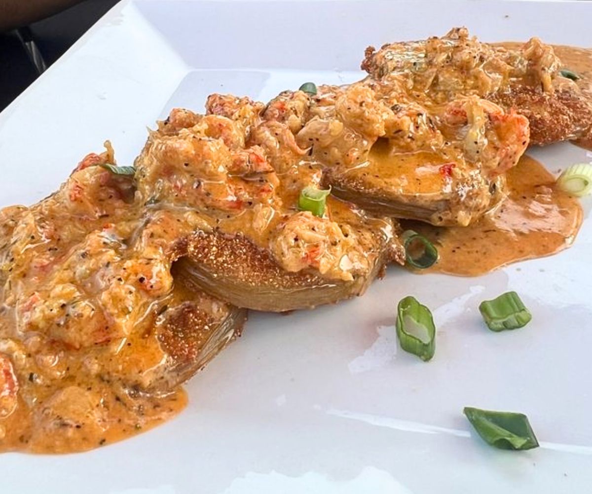Fried Green Tomatoes with Crawfish Remoulade at Cork & Cleaver in Montgomery, Alabama