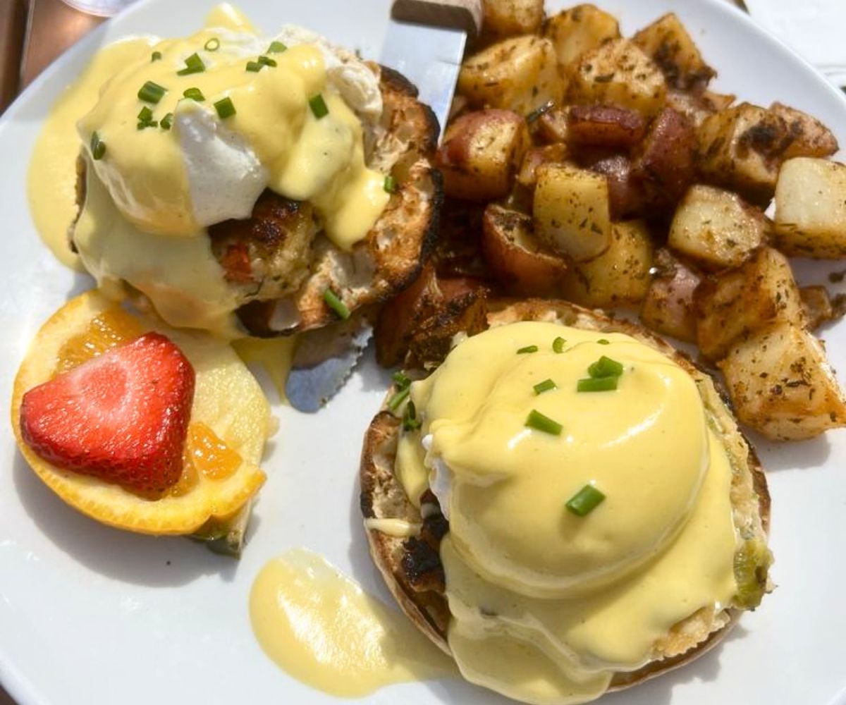 Crab Cake Benedict at Belle's in Newport, RI