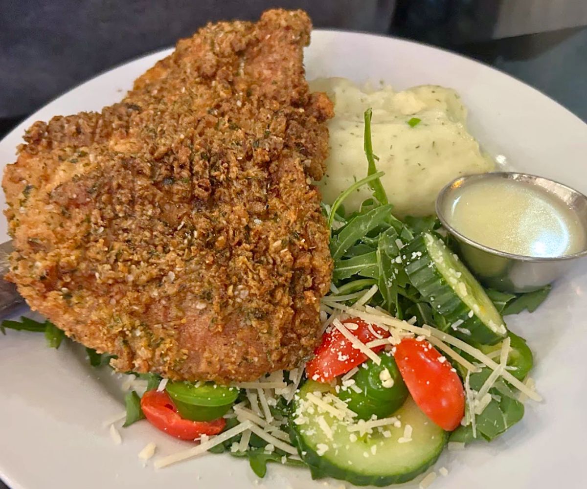 Crispy Pork Schnitzel at Cork & Cleaver in Montgomery, AL