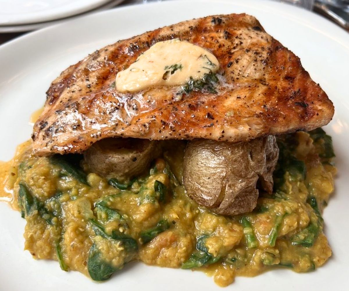 Wood-Grilled Salmon at Iron Works in Warwick, RI