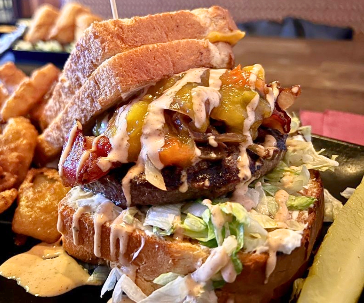 Habanero Jelly Burger with Grilled Cheese for a bun at Backroads Burger & Bar in Plainfield, IL