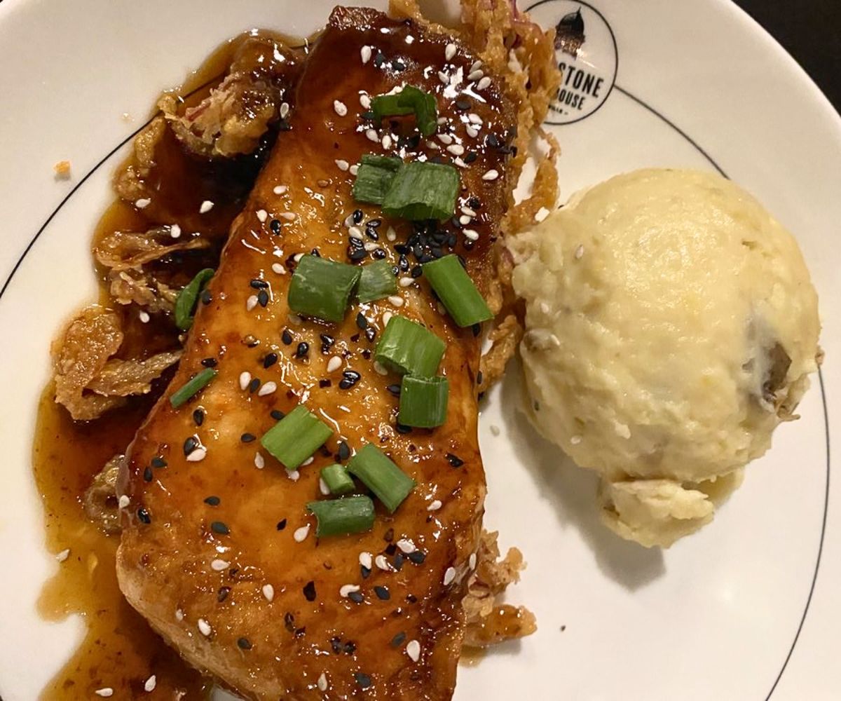 Bourbon Salmon at Grindstone Public House in Noblesville, IN