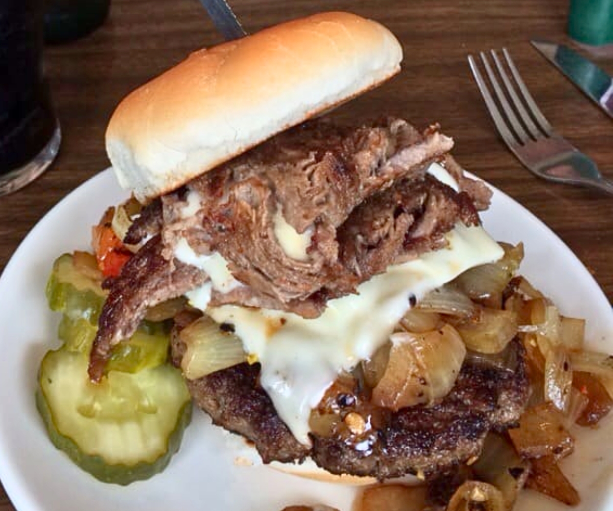 Cheese Steak Burger at Uncle John's Place in Mansfield, Ohio