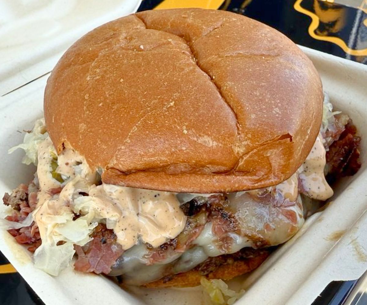 Pastrami Brisket Smash Burger at Bog's Brisket Burgers in Fontana, California