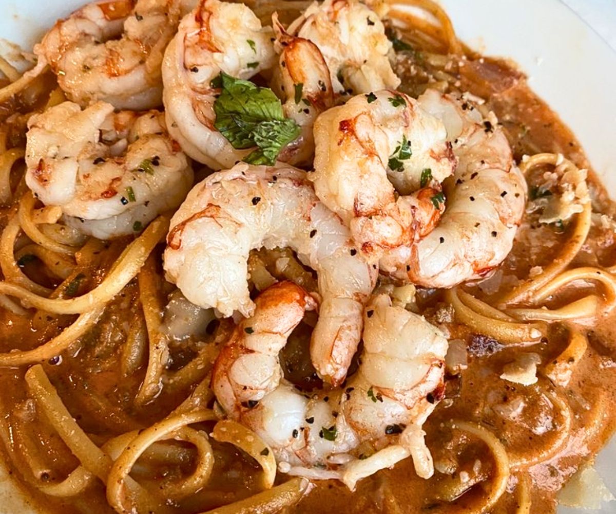 Shrimp and chorizo linguine at The Custer Wolf in Custer, SD