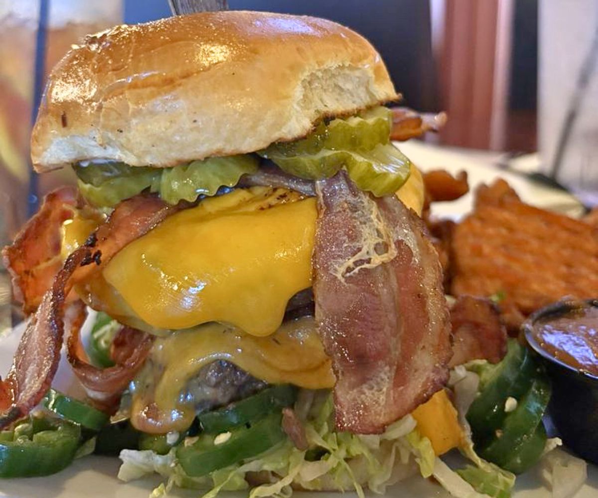 double burger at Craft Burger Bar in Virginia Beach, Virginia