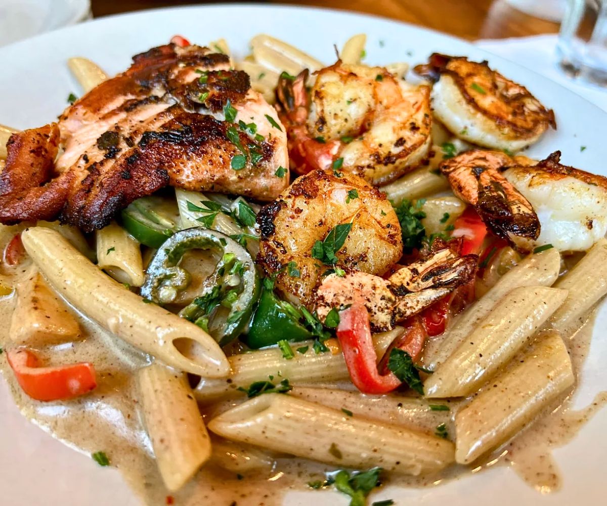 Caribbean "Billy Bones" Pasta at Table on 6th in Bentonville, AR