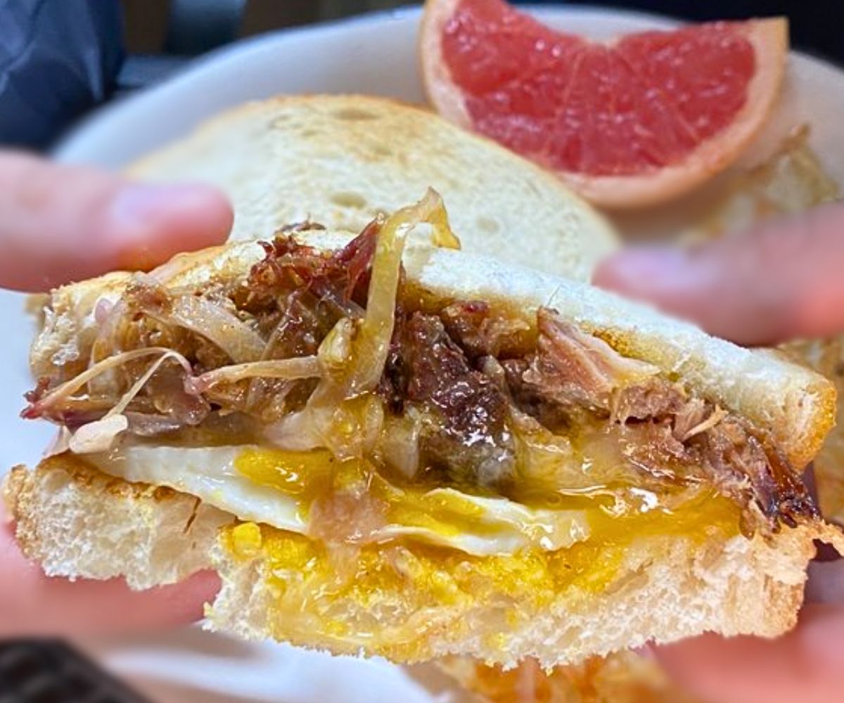 Pulled Pork Egg Sandwich at Hot Suppa in Portland, ME