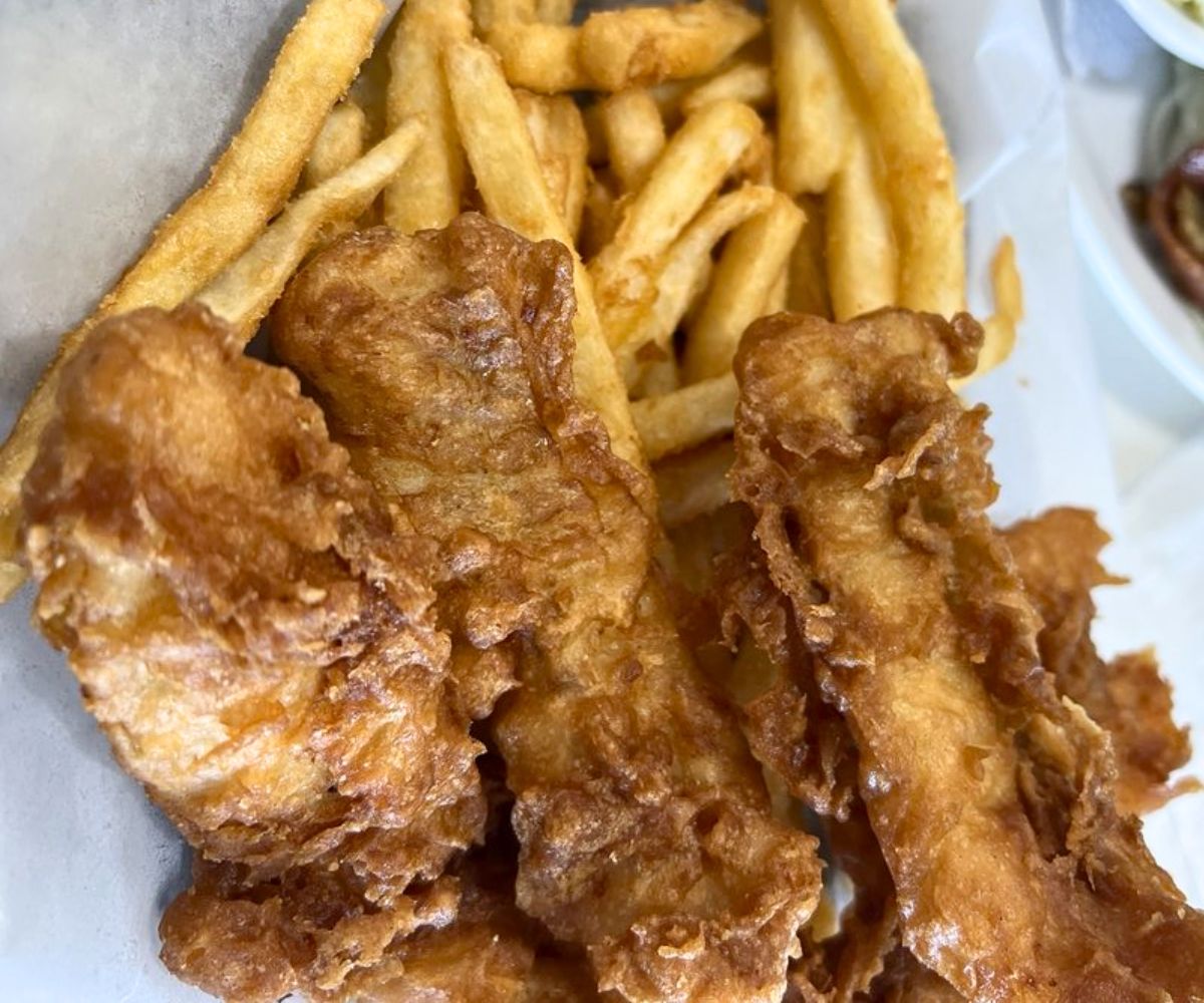 fish and chips at Coburg Crossing Café in Coburg, OR