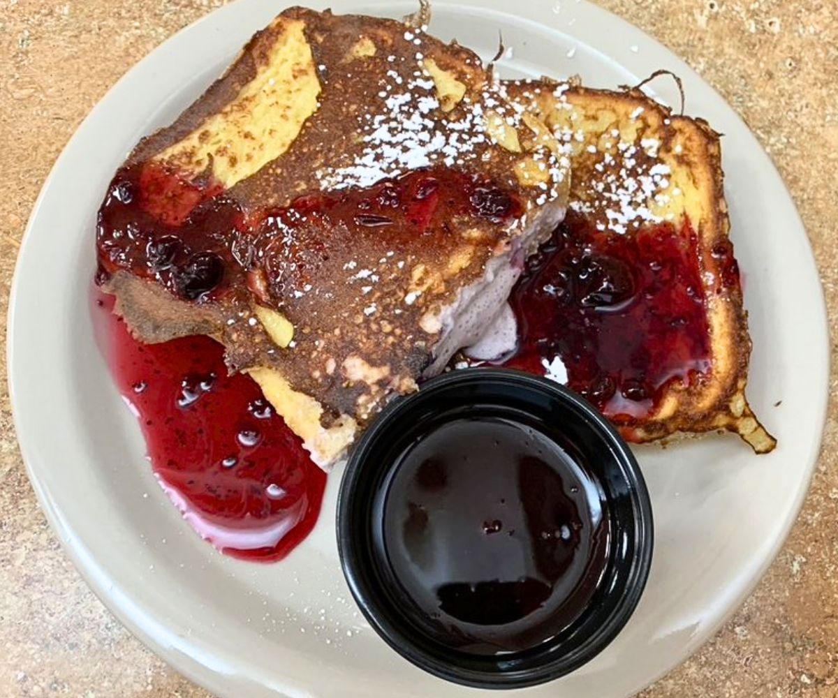 Huckleberry Stuffed French Toast at Steve's Cafe in Helena, Montana