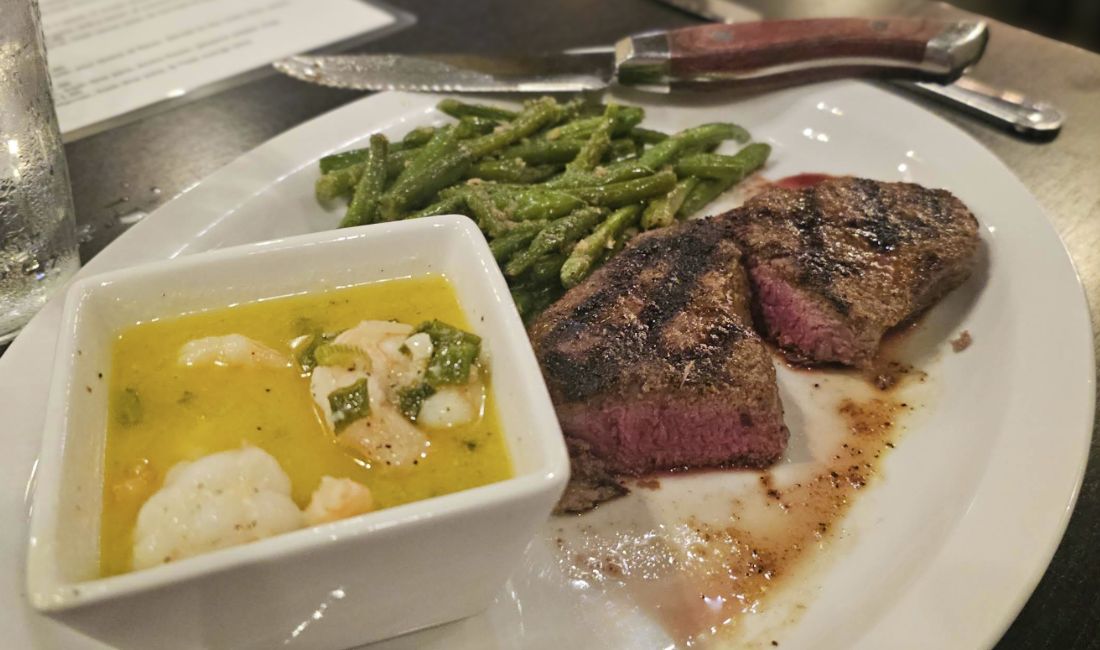 steak at flaming grill in maple hill, ks