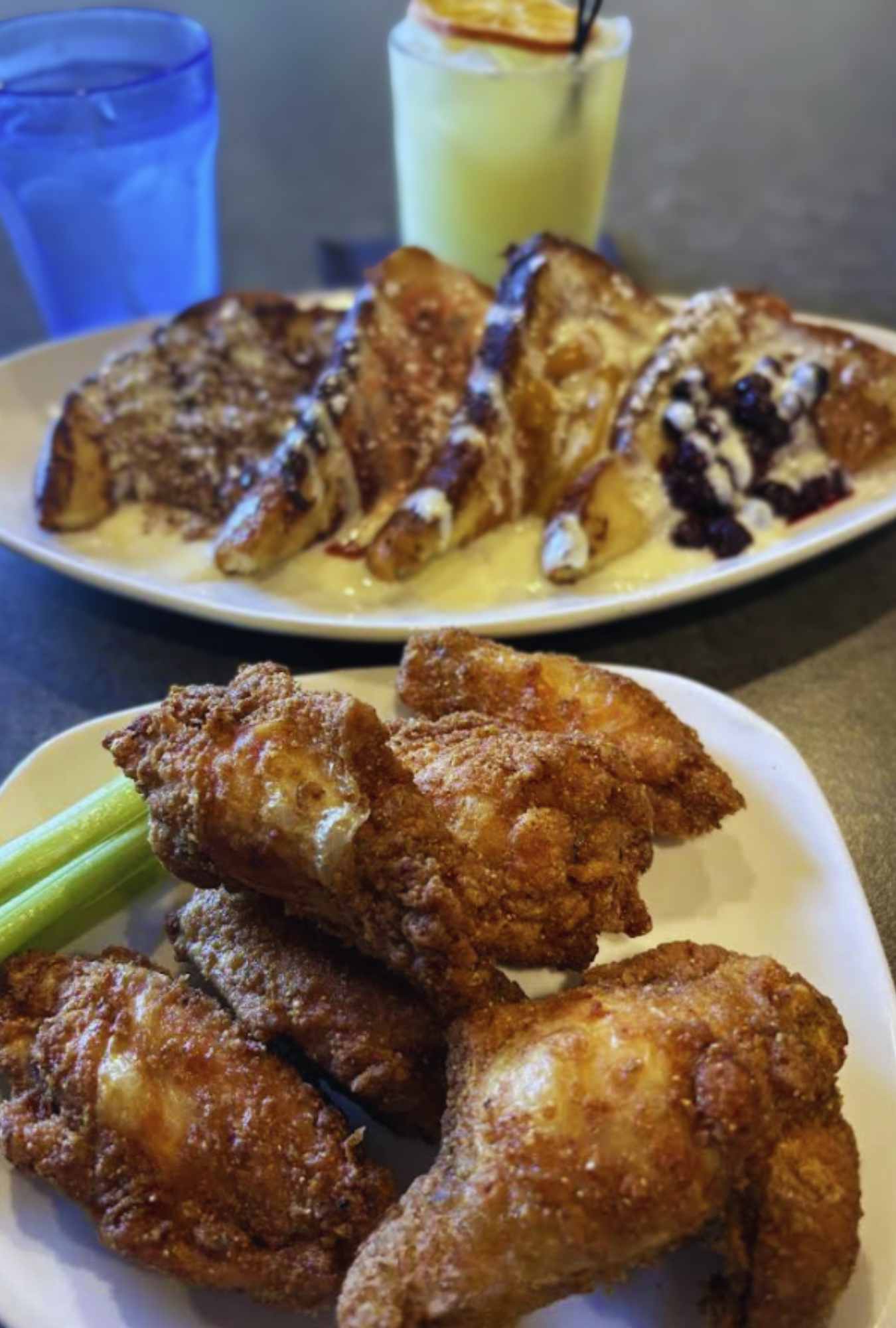 french toast and fried chicken at Besties Table in Indianapolis, IN
