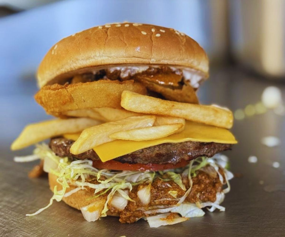 Phil's Charbroiled Burgers - Hamburger with Cheese, Onions & Lettuce