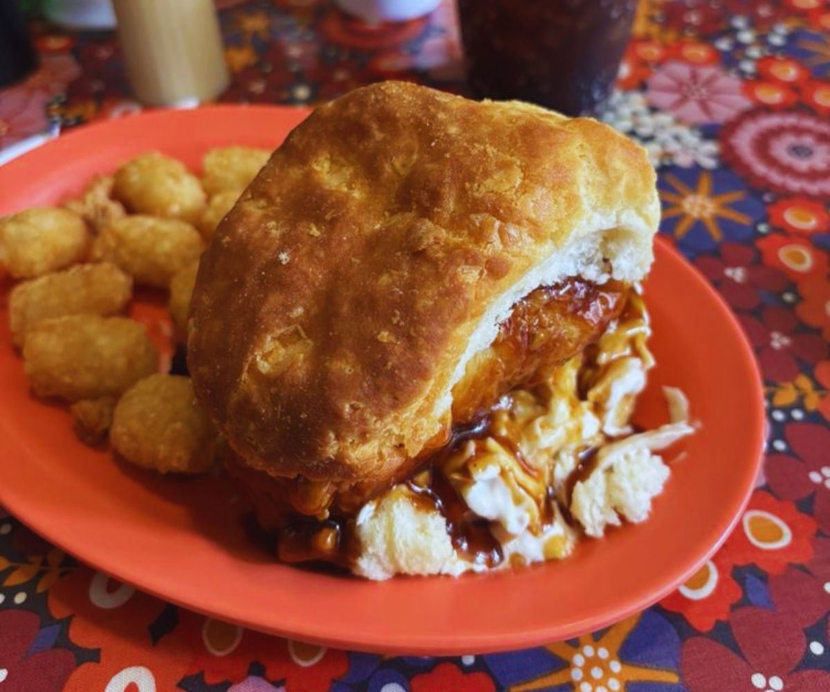 Plucked Up Chicken & Biscuits - BBQ Biscuit with Tots