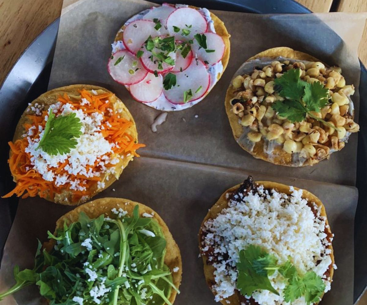 Running Goose - Tostadas - Corn Tostada, Radish Tostada, Carrot Tostada, Arugula Tostada, Tomato Tostada