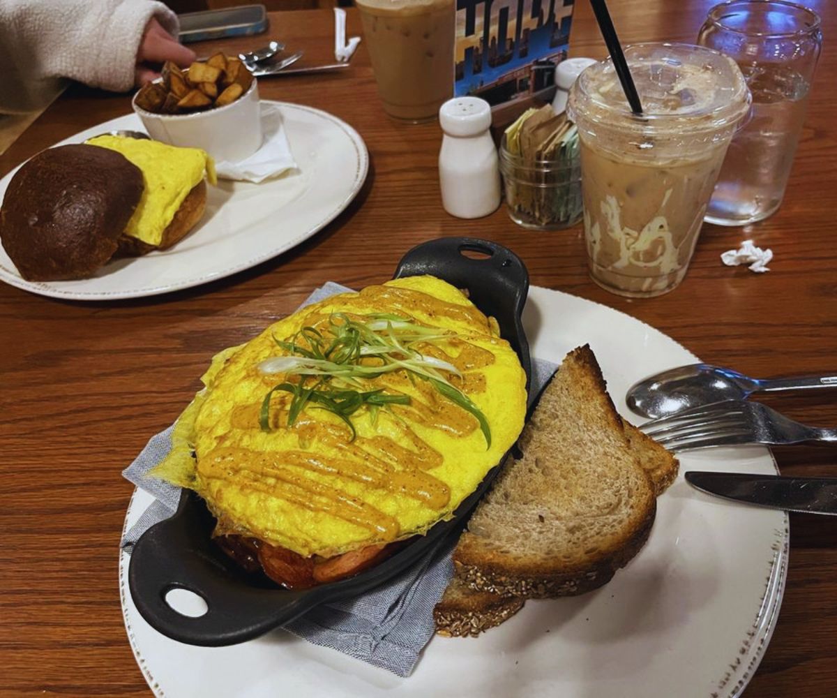 Community Matters Cafe - Cajun Sausage Skillet and Cinnamon Bun Mocha