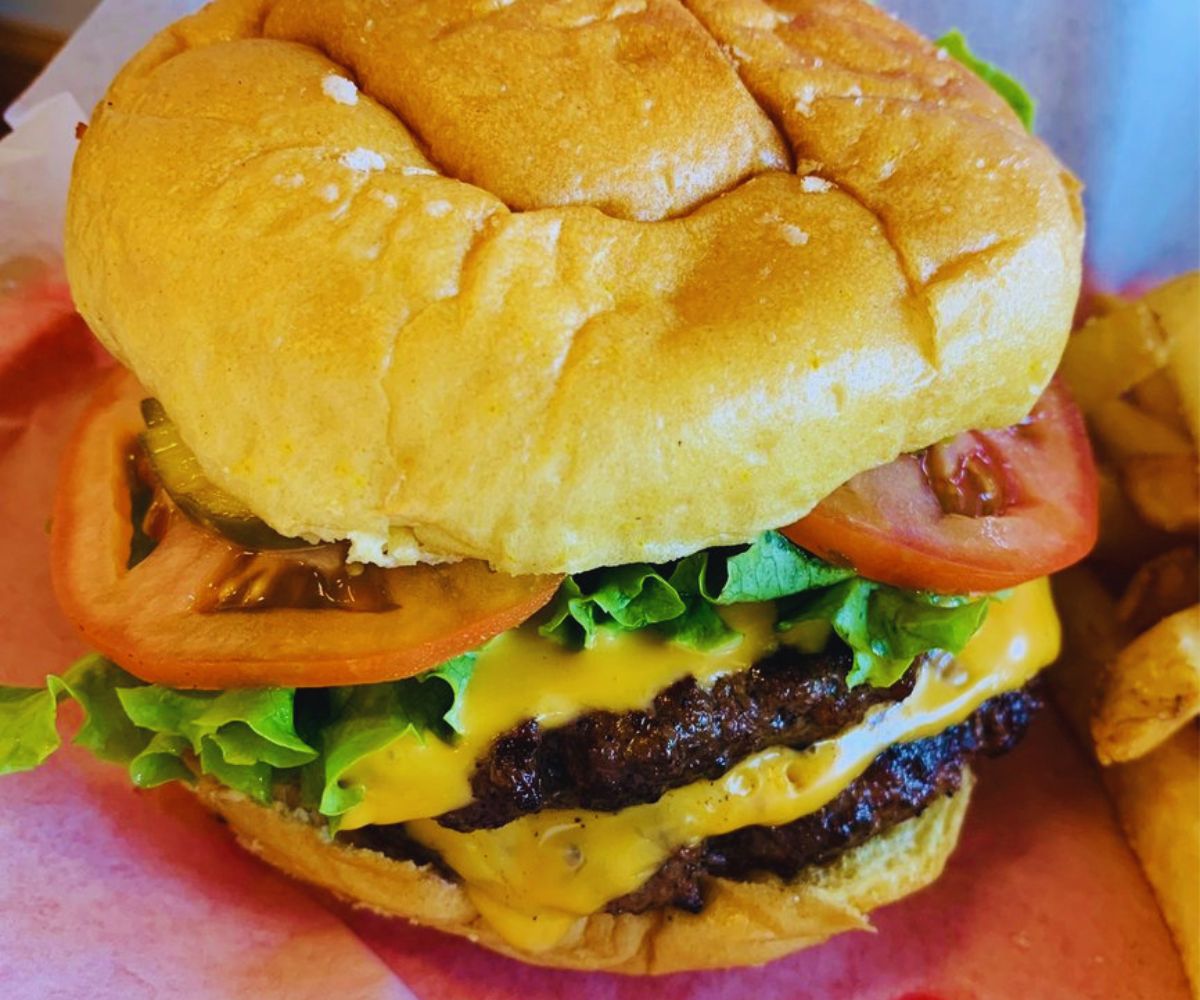 Will's Grill - Double Sycamore Station Burger - Lettuce, Cheese, Tomato, Onion, Pickle, Mayo, Ketchup & Mustard