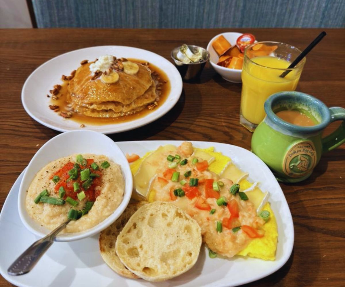 Another Broken Egg Cafe - Grits Loaded Bacon Gouda Grits (No Bacon) Lobster & Brie Omelette Bourbon Street Pancakes