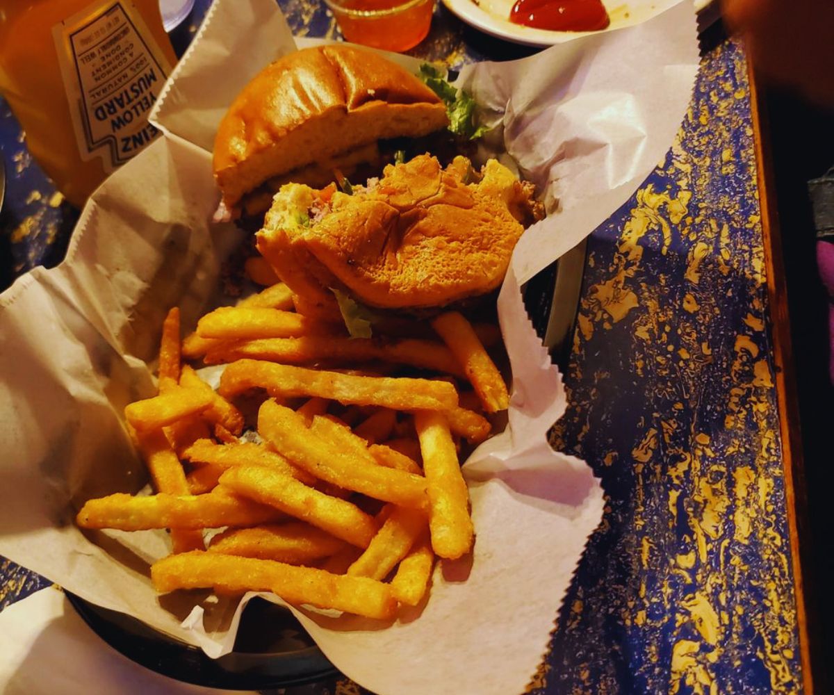 Lucky Horse Burgers and Beer - Bacon Cheddar Burger with Seasoned Fries