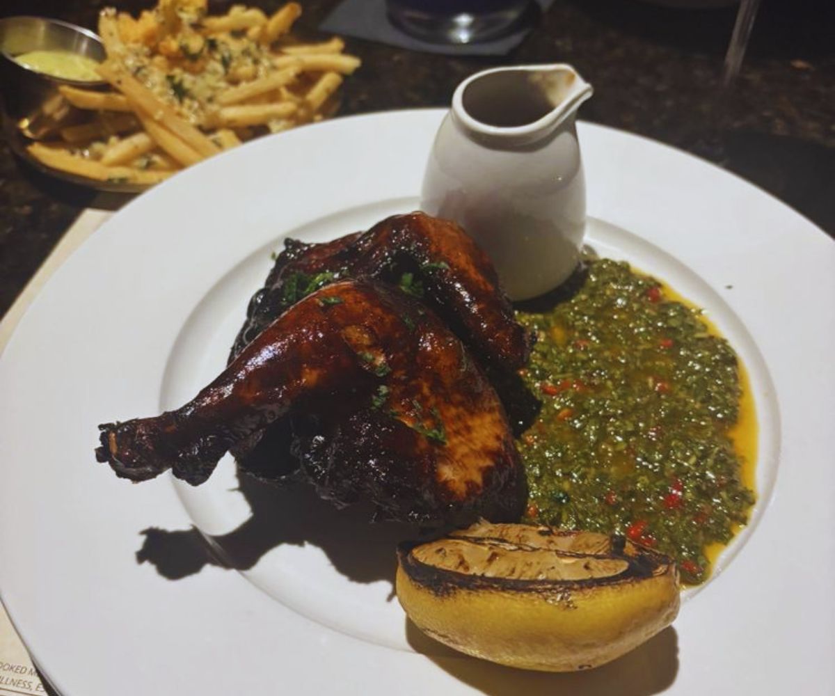 Honey and Hooch - Roasted Half Chicken with Truffled Shoestring Fries