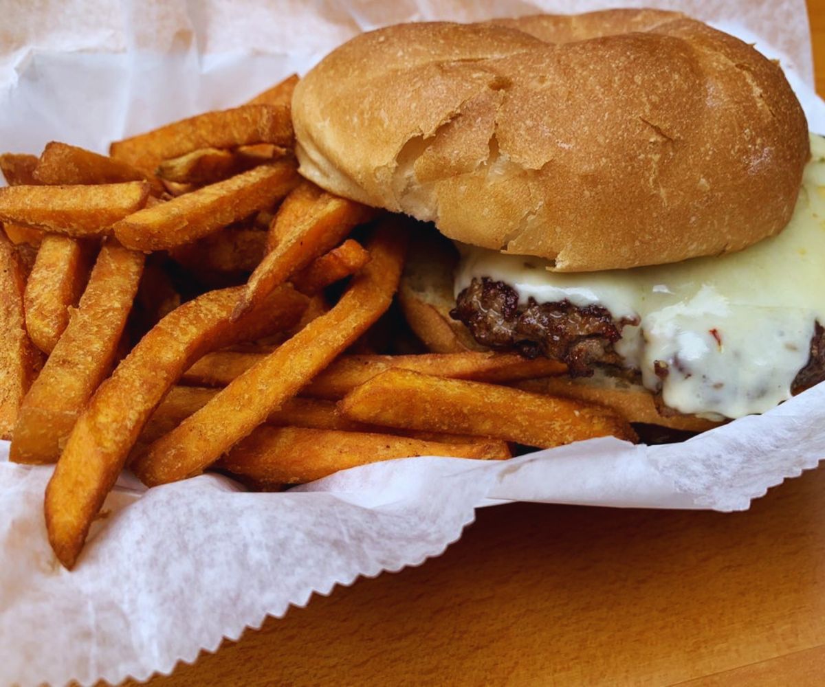 McGovern's Tavern - Pepper Jack Burger & Sweet Potato Fries