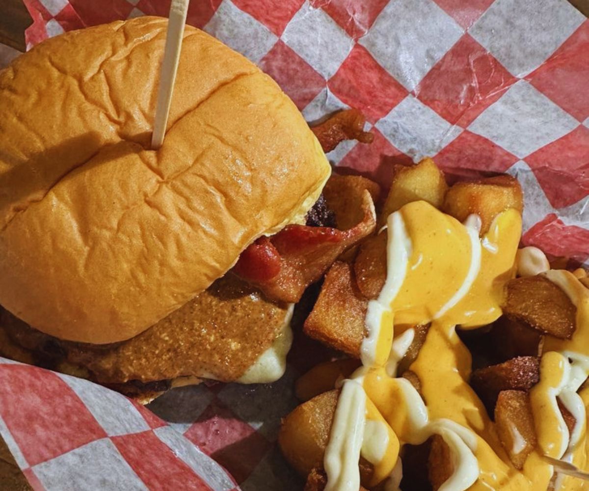 Bravas - PB Burger with Patatas Bravas