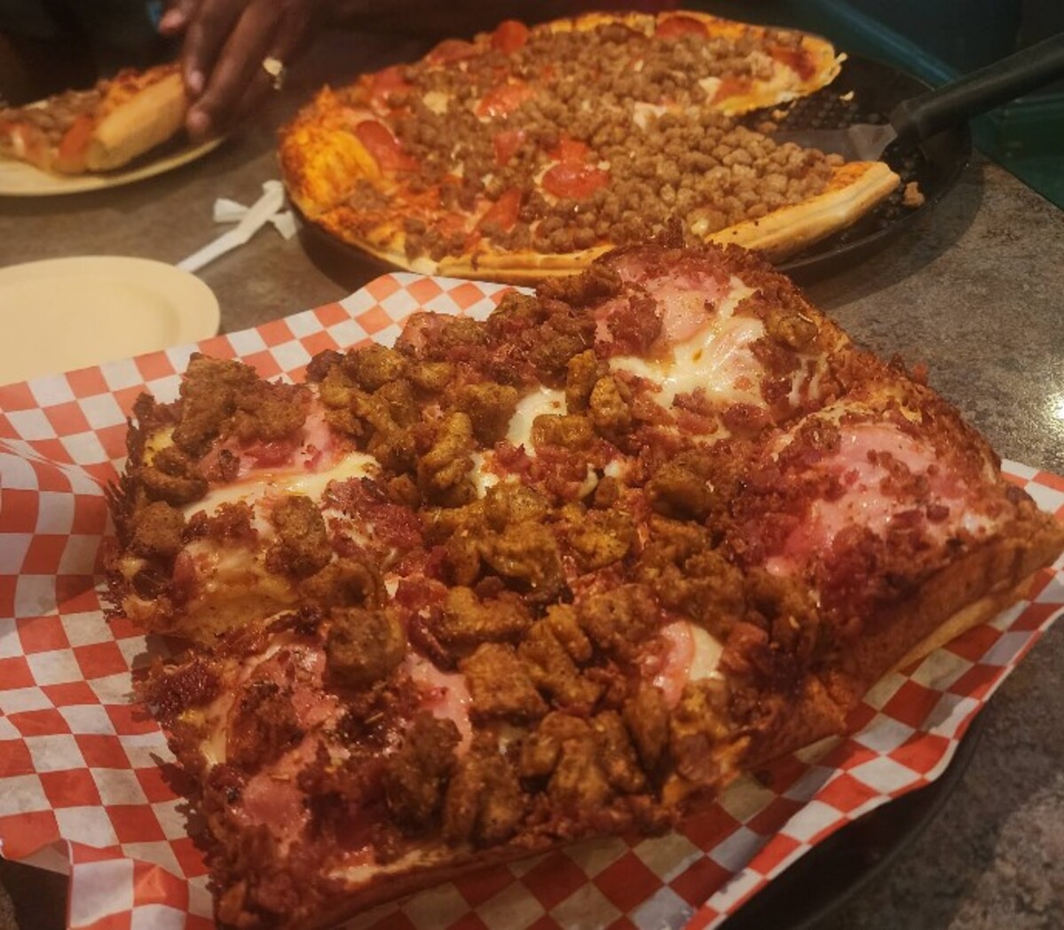 Food in Poppa Rollo's Pizza, Waco, TX
