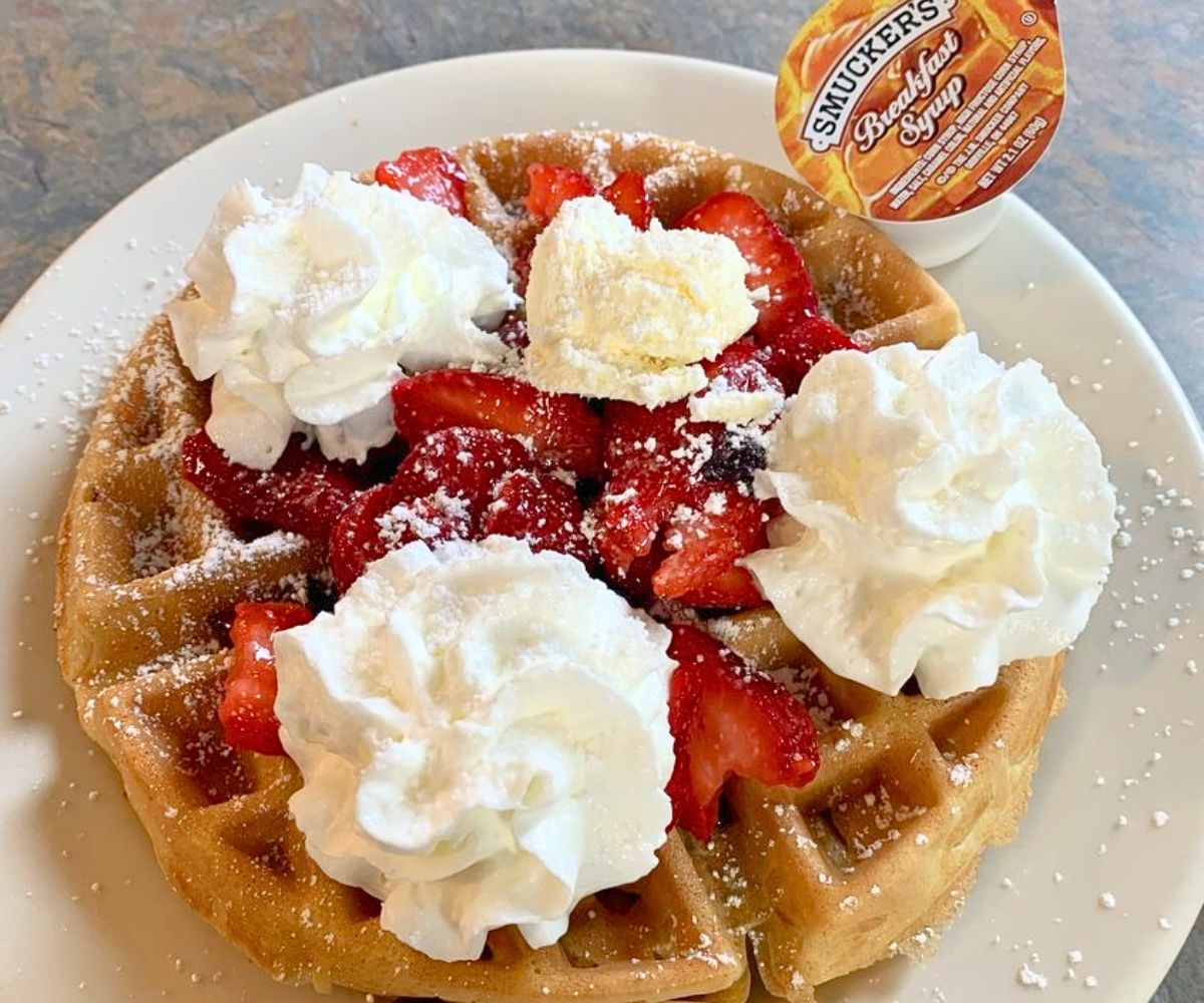 waffle at Banners Restaurant in Conway, New Hampshire