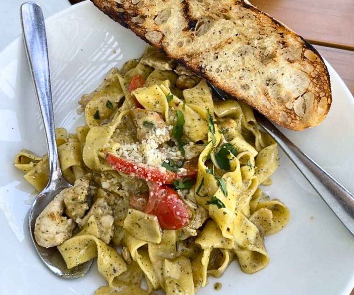 Chicken Pesto Pappardelle at 3 Squares Restaurant in Maple Grove, MN