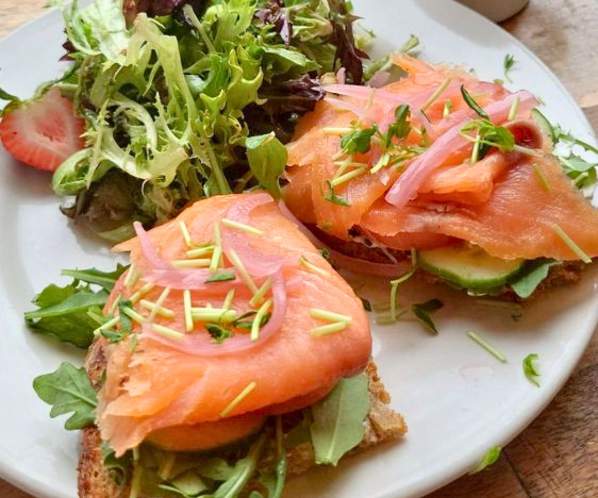 Smoked Salmon Toast at 3 Squares Cafe in Vergennes, Vermont
