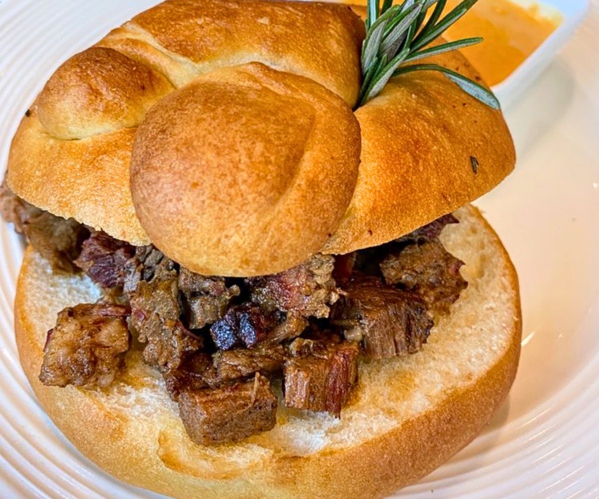 Pretzel Brisket Sandwich at Jacobs Brewhouse and Grocer in Deadwood, SD