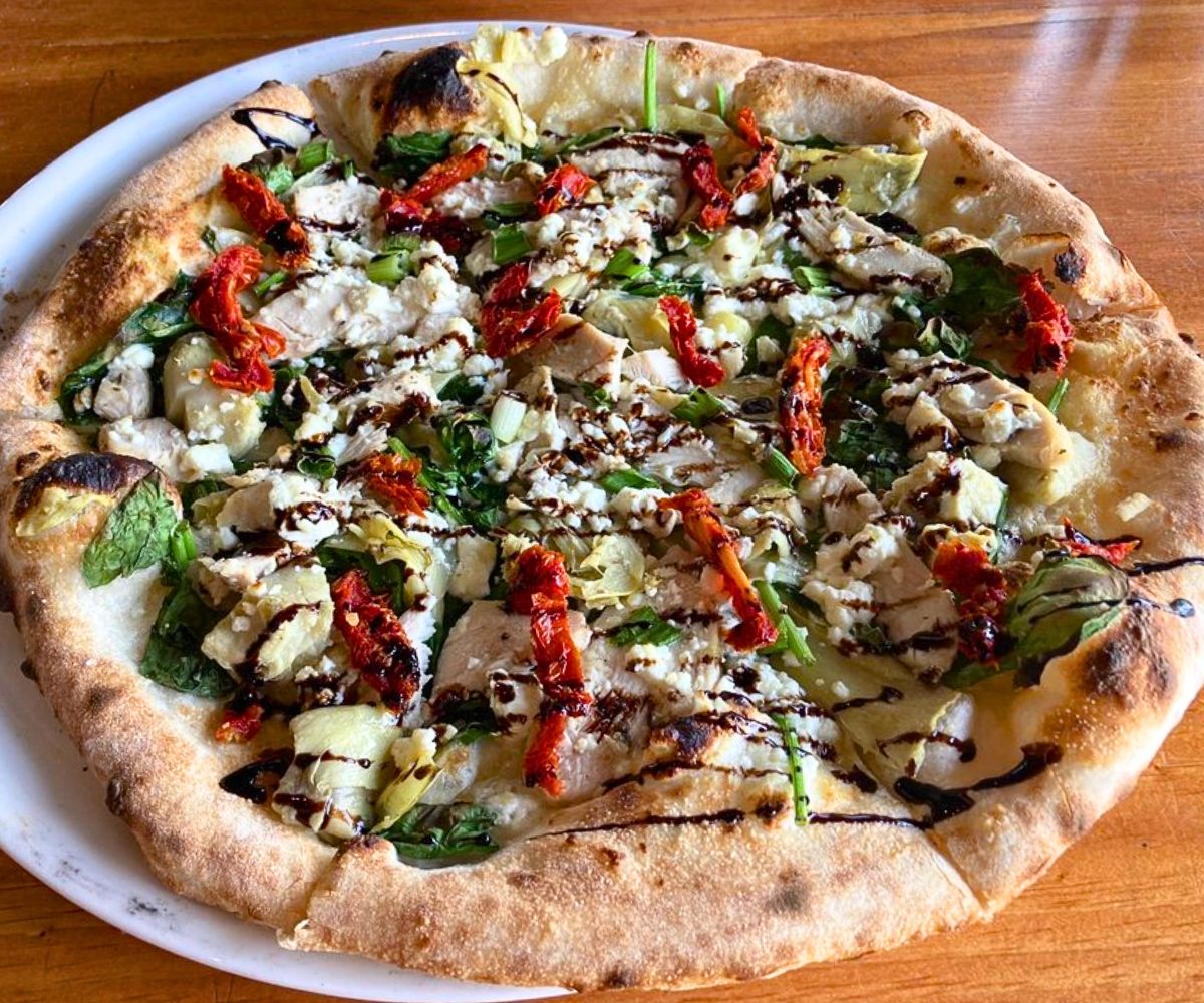 Tuscan Chicken Pizza at Stick+Stone in Richland, Washington