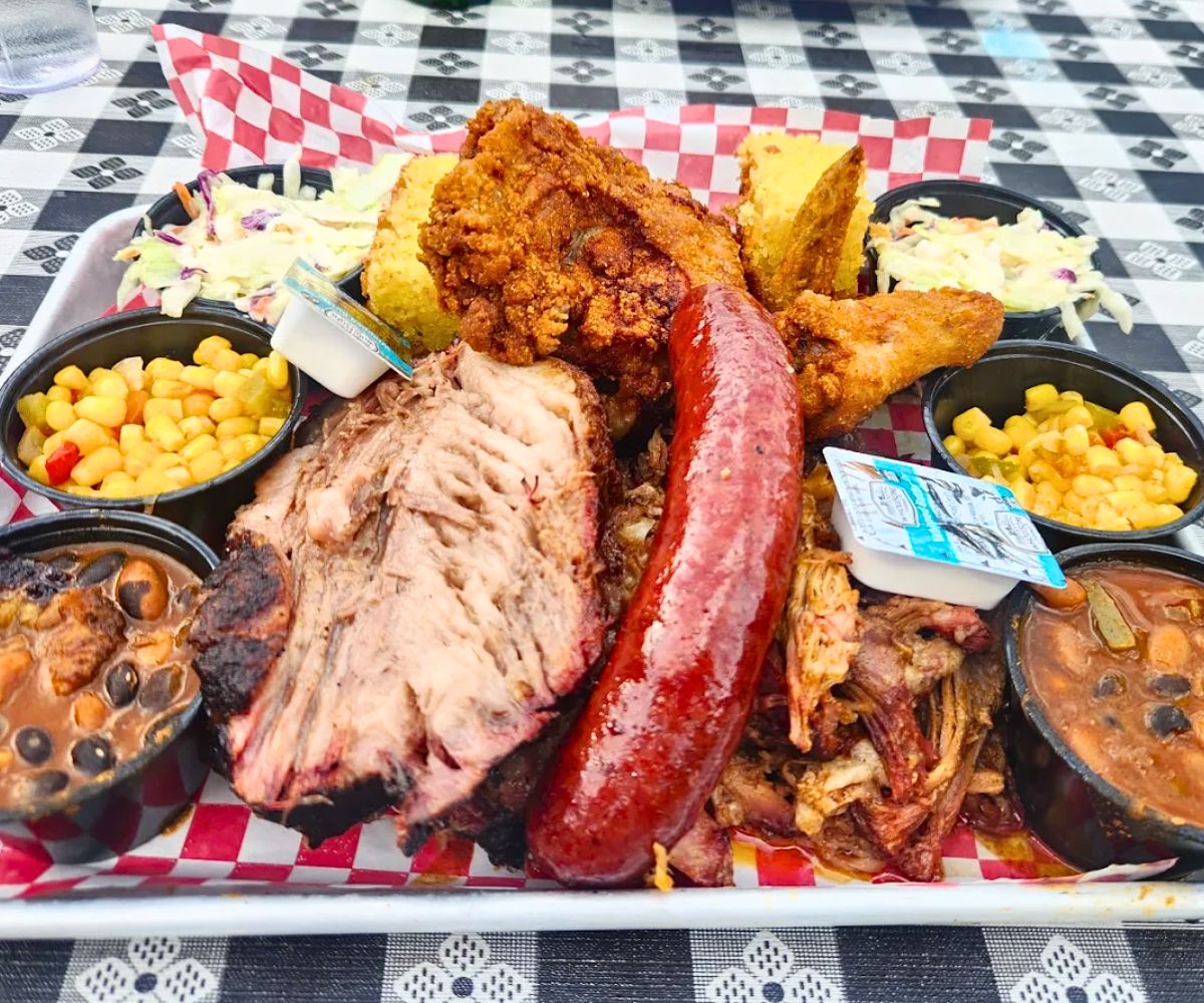 platter at Riverhouse BBQ in Big Sky, MT