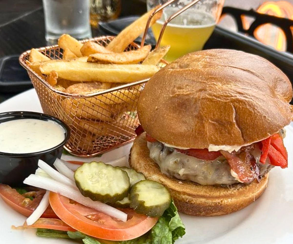burger at Jacobs Brewhouse and Grocer in Deadwood, SD