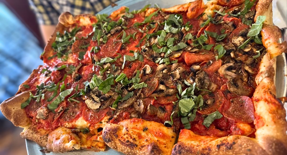Sicilian Pizza at Rosa's Pizzeria in Prescott, Arizona