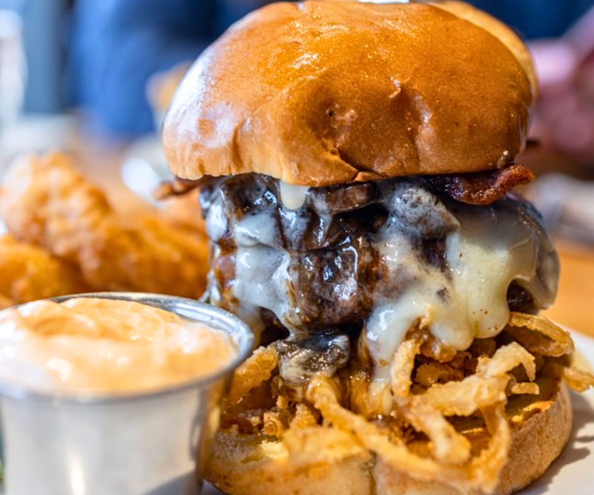 burger at Next Door Gastropub in Port Angeles, Washington