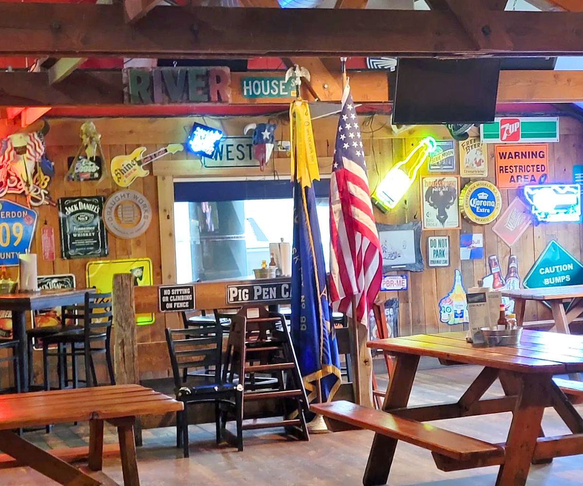 interior of Riverhouse BBQ in Big Sky, MT